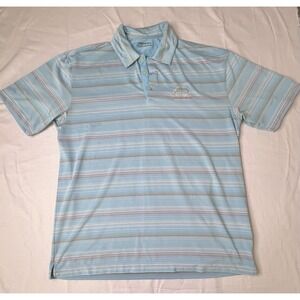 Nike Golf Dry‎ Fit Short Sleeve Blue Stripe Polo XLarge Caledonia Embroidered